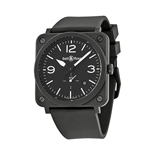 Bell y Ross Aviación Negro Dial mate negro cerámica Mens Reloj blrbrs-bl-cem