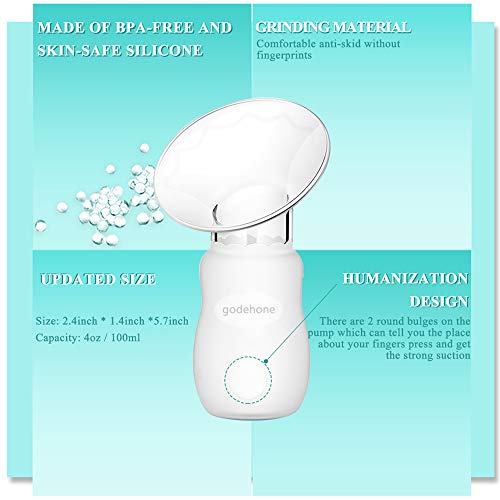 Silicone Manual Breast Pump with Breastfeeding Milk Saver Stopper in Gift Box, 100% Food Grade Silicone BPA Free(4oz/100ml), Green