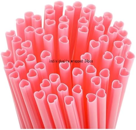 28pcs Drinking Straws Reusable With Kids Valentines Cards For Valentin