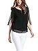 Angelady Women Chiffon T-shirt Blouse Scoop Neck 3/4 Sleeve Casual Top
