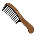 Green Sandalwood Hair Comb No Static Detangling Natural Aroma Handmade Wooden Buffalo Horn Comb Fine Tooth Comb (big interval comb handle verawood)