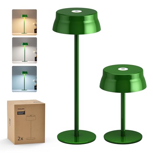 Lampada da tavolo senza fili, lampada da scrivania LED portatile per esterni, alimentata da batteria ricaricabile, 2 altezze regolabili, controllo touch e 3 colori con regolazione continua