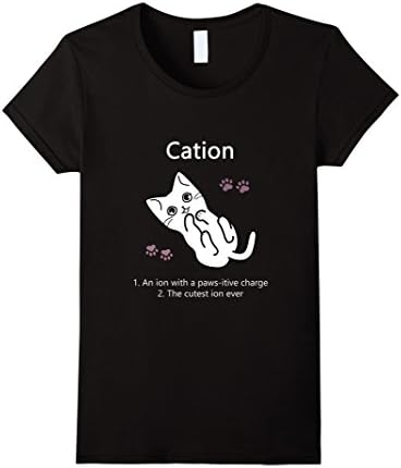 Women's Science Cute Kitten Cat T-Shirt Nerd Ions Kawaii Funny Gift  Medium Black