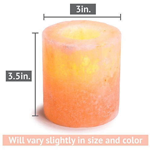 Crystal Allies Pack of 2 Natural Pink Himalayan Salt Tea Light Candle Holders with Authentic Crystal Allies Info Card Home & Kitchen, Home Décor, Candles & Holders, Candleholders, Tea Light Holders