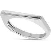 LeCalla 925 Sterling Silver Bar Ring for Women | Silver Ridge Ring Signet Style Classic Simple Plain Wedding Band Engagement Ring | Women's Statement Stackable Ring(Sizes 6-8No.)