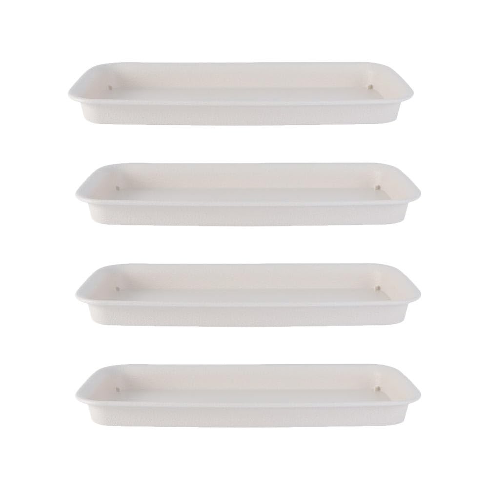 Cabilock 4Pcs Rectangular Plastic Plant Trays 12 Inch Long Flower Pot Water Drip Saucers for Indoor Windowsill Succulent Garden Protection