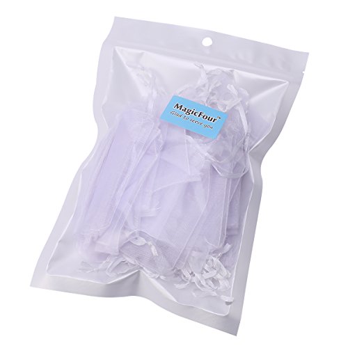 50 Pack 4x5 Inches White Organza Bag,Candy Gift Pouch,Chocolate Gift Bag Wedding Bags,Sachet Bag Sheer Organza Pouches,Favor Jewelry Bags
