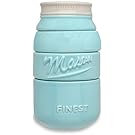 Mason Jar Measuring Cups Set - Set of 4 Ceramic Measuring Cups (1/4, 1/3, 1/2, 1 cup) in Rustic, Antique, Farmhouse Design Perfect for Your Kitchen by Sparrow Decor (Blue)