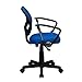 Flash Furniture Neri Low Back Blue Mesh Swivel Task Office Chair with Curved Square Back and Arms