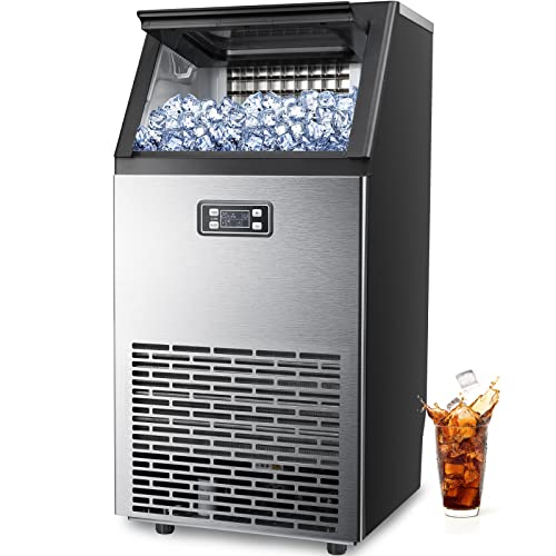 Kismile Commercial Ice Maker, Freestanding Square Ice Cube Maker 100lbs