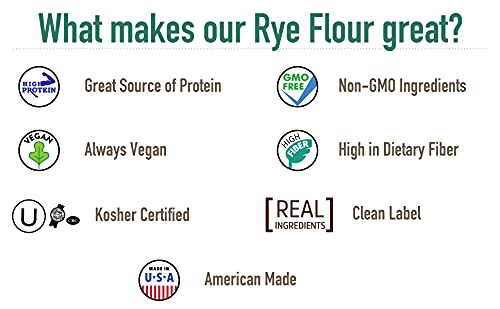 PEREG NATURAL’S RYE FLOUR (16 OZ) – NON-GMO, WHEAT FLOUR SUBSTITUTE – GREAT FOR BAKING BREAD, SOURDOUGH BREAD, GINGER COOKIES – VEGAN & ALL NATURAL