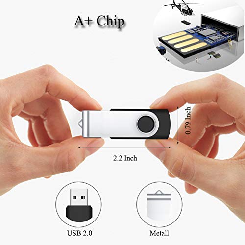 VIEWFUN 5 Stück USB Stick 4GB USB 2.0 Flash Drive Speicherstick USB-Flash-Laufwerk Memory Stick 360° Drehbar Metall… – Bild 3
