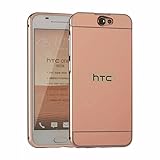 HTC One A9 Anti-Shocked Mirror Affected Case, iKNOWTECH Luxury Mirror Back Cover with Metal Aluminum Cases For HTC One A9 (Rosy Gold)