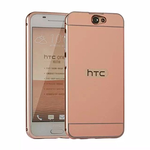 HTC One A9 Anti-Shocked Mirror Affected Case, iKNOWTECH Luxury Mirror Back Cover with Metal Aluminum Cases For HTC One A9 (Rosy Gold)