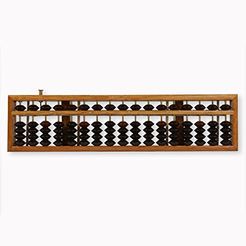 Vintage Style Wooden Abacus, Soroban Calculator with Reset Button, 13.75 Inches, 17 Column