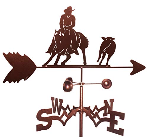 SWEN Products Hand Made CUTTING HORSE WESTERN FLAT POST Mount Weathervane ~NEW~
