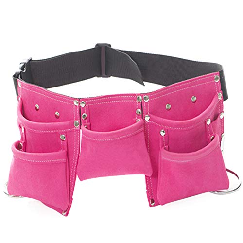 Aspire Leather Kids Tool Belt Adjustable Child's Tool Pouch for Role Play with 7 Pockets Tool Bag-Yellow