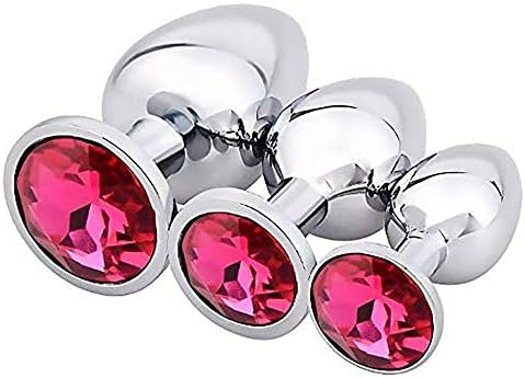 VBN Set of 3 Bu~tt P~lu~g T-bar Base - Metal Alloy Toys for Role Play Games - Jeweled Stimulator for Men and Women - 3 pcs Beginners Silicon Anales Set - Best Idea for Gift - Purple Gem