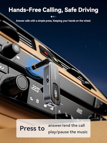 Adaptador auxiliar Bluetooth 5.1 receptor e transmissor recarregável para fones de ouvido Airpods, alto-falante, adaptador de áudio auxiliar ESSAGER de 3,5 mm para passadeira de avião, leitor de MP3,