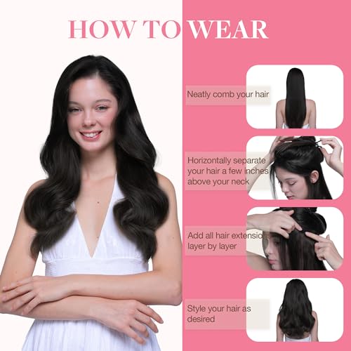 GOO GOO Natural Hair Clip in Extensions, 9pcs 150g 40cm Natural Black Hair Extensions Natural Hair