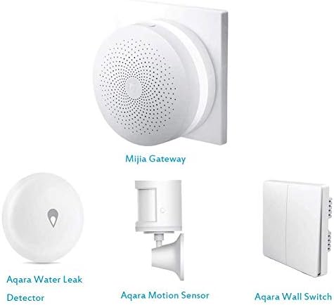 Bainuojia Aqara Smart Home 4 in 1 Kit, Mijia Smart Home Remote Control Gateway, Aqara Water Leak Detector, Aqara Motion Sensor, Aqara Wall Switch
