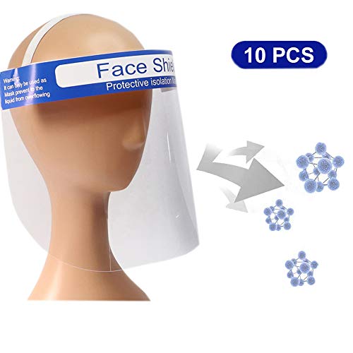 All-Purpos-Safety-Face-Shield-Transparent-Full-Face-Mask-Mask-with-Anti-Saliva-Protective-HatReusable-Breathable-Visor-Windproof-Dustproof-Hat-Shield-with-Protective-Film-Elastic-Band10pcs