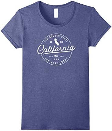 Womens California T-Shirt, California Travel Vacation Shirts CA USA Large Heather Blue