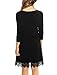 Allegra K Women Long Sleeves Scalloped Crochet Hem Tunic Dress Black L