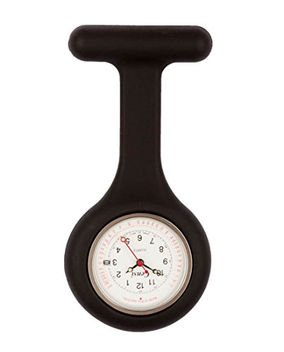 Censi Black Silicone Nurse FOB Watch Tunic Brooch Date on the Dial Analog Japanese Quartz Movement