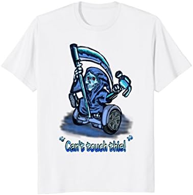 Mens Music Buff Grim On A Segway Funny Tshirt Medium White