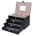 SONGMICS Jewelry Box Mirrored Jewelry Organizer Black Storage Case Drawers UJBC125C