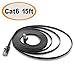 Cat 6 Ethernet Cable 15 ft, Flat Internet Network Lan patch cord Short, faster than Cat5e/Cat5, Solid Cat6 High Speed Computer RJ45 Wire for Modem, Router, PS4, Xbox, Switch, Camera, TV, Hub - Black primary