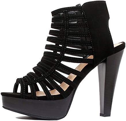 Guilty Shoes Womens Cutout Gladiator Ankle Strap Platform Block Heel Stiletto Sandals