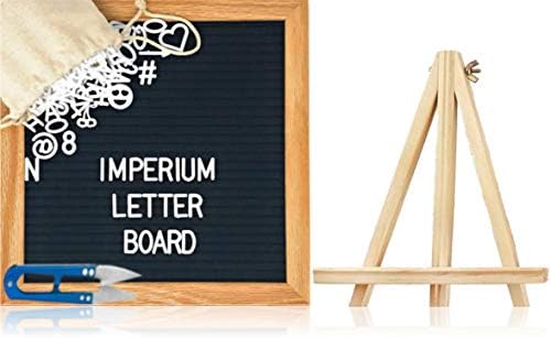 Felt Letter Board Set by Imperium Innovations (10x10,Black)[335 Changeable White Letters, Numbers, Emoji, Symbols, Quality Oak Stand, Bag, Scissors] Premium Message Board Sign - Display Your Thoughts