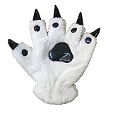 Unisex Bear Plush Paw Claw Gloves Soft Winter Mittens White