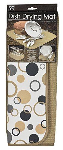 S&T 430100 Microfiber Dish Drying Mat, 16 by 18-Inch, Tan Circles
