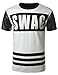URBANCREWS Mens Hipster Hip Hop PU Faux Leather Sleeves Longline T-shirt