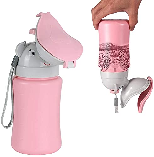 Portable Baby Potty for Girls Emergency Urinal Toilet Hygienic Child Travel Potty Anti-Leakage Kids Pee Training Cup Urination Container Bottle Pink for Car Travelling, Outside Toilet, Camping