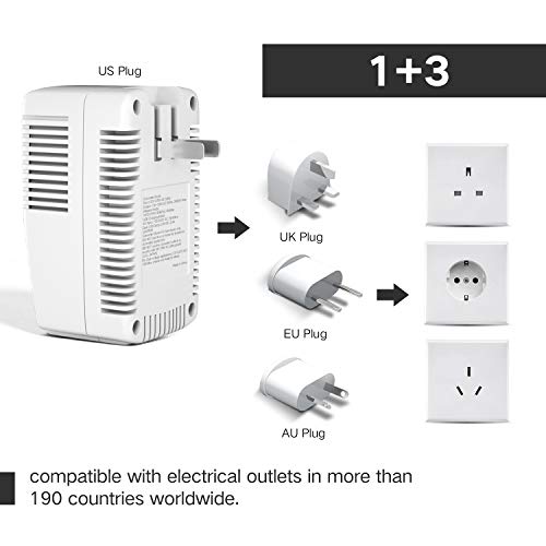 TryAce Upgraded 2000W Voltage Converter with 2 USB Ports,Set Down 220V to 110V Power Converter for Hair Dryer/Straightener/Curling Iron, Travel Transformer for UK/AU/US/EU Plug Travel Adapter - Thumbnail 6
