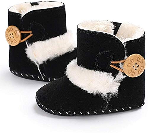 Meeshine Winter Warm Baby Boots Premium Soft Sole Prewalker Newborn Infant Boy Girl Crib Shoes Snow Boots(Small / 0-6 Months,Black 01)