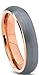 Tungsten Wedding Band Ring 5mm Men Women Comfort Fit 18k Rose Gold Plated Grey Dome Brushed Size 8.5