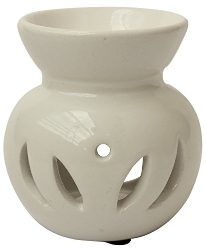 SALE TODAY ONLY - AB Handicrafts Ceramic Essential Oil Burner, Perfect Handmade Oil Diffuser for Fragrance & Aromatherapy - Great Decoration for Living Room, Balcony, Porch & Garden (White) - Thumbnail 4
