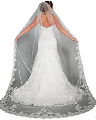 Dzzinme 3m Ivory White Lace Cathedral Wedding Veils Long Bridal Veil With Comb