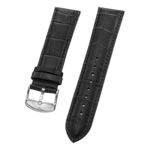 Stuhrling Original Mens Black Leather watch Strap 22mm with steel buckle st.133.33152