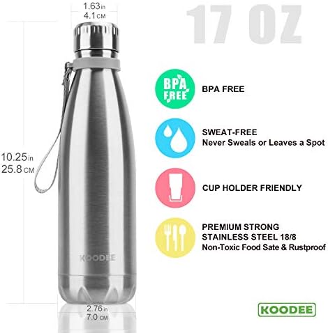 Stainless steel water bottle priced at $9.99.