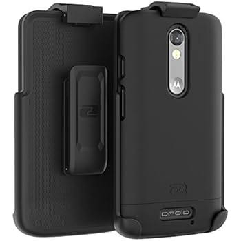 Encased Motorola Droid Turbo 2 Belt Case, Ultra Thin (2016 SlimShield Edition) Secure-fit Holster Clip & Tough Cover (Smooth Black)