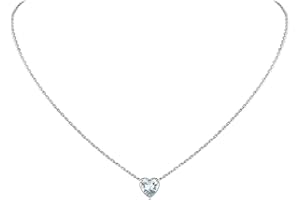 Suplight 925 Sterling Silver Round/Heart Crystal Birthstone Necklace/Stud Earrings, 6 Prong/3 Prong Dainty Small Crystal Jewe