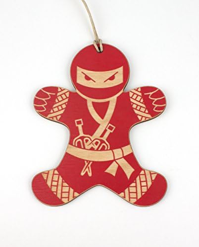 Ninja Gingerbread Man Christmas Ornament (Red)