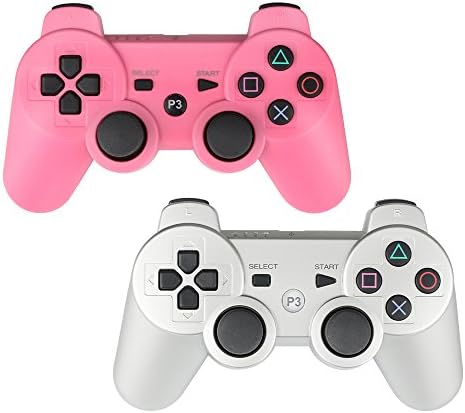 YOUCable PS3 Controller Wireless Playstation 3 Remote Dualshock Bluetooth Gamepad (Pink+Sliver)