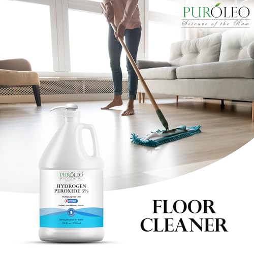 PUROLEO Hydrogen Peroxide 3% Solution, 128 Fl Oz/3784 mL (Made in Canada), Multipurpose Household Cleaner, Stain Remover & Fabric Whitener, Cleaning Liquid for Laundry, Surfaces & General Cleaning